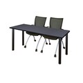 Kee Rectangle Tables > Training Tables > Kee Table & Chair Sets, 72 X 24 X 29, Wood|Metal|Fabric Top MT7224GYBPBK09BK
